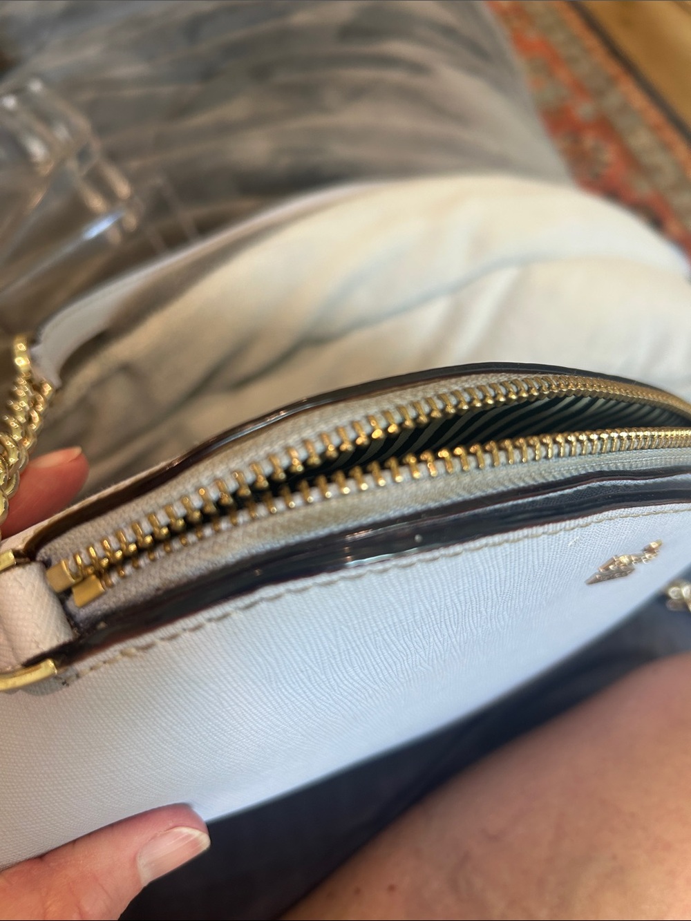 kate spade Blue/grey Leather Dome Crossbody with Gold Chain - Picture 11 of 11